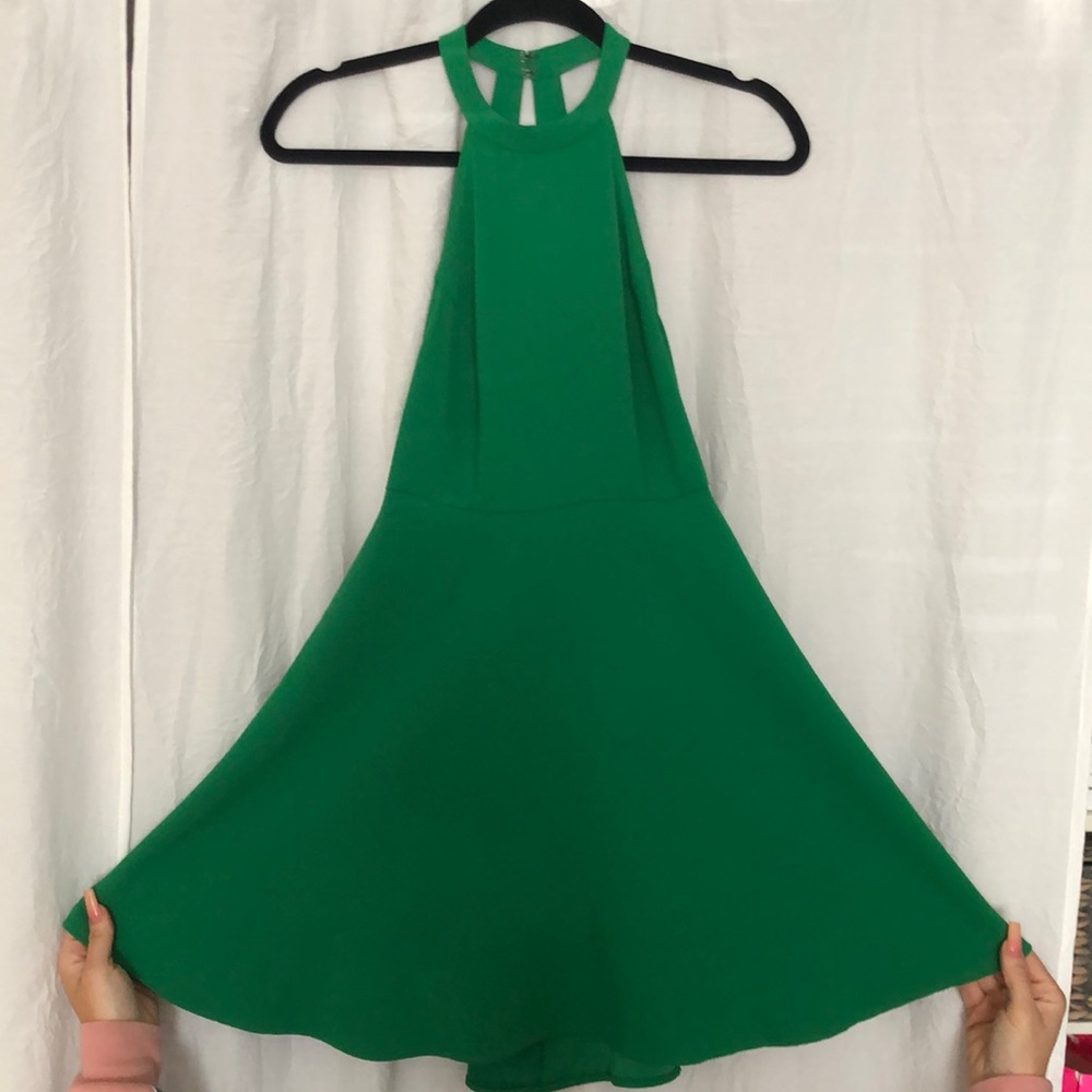 Green mini skater dress